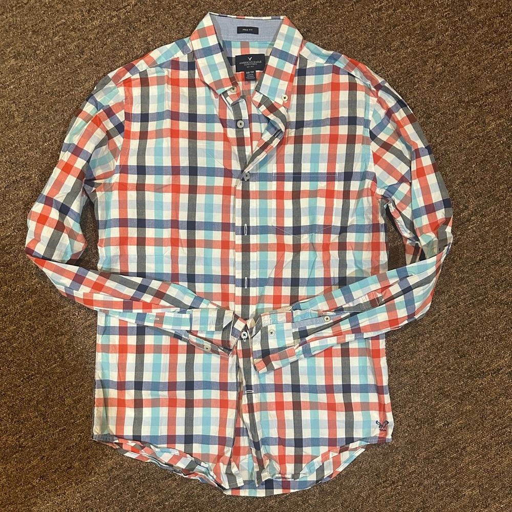 American Eagle Men’s Plaid Button Down Shirt - XS